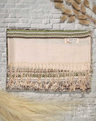 Abstract Beige Stripes Pashmina from Hilltribe Ontario