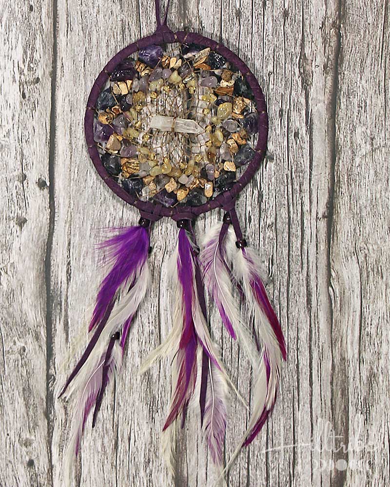 Amethyst Gemstone Medley Vision Seeker Dreamcatcher 4" from Hilltribe Ontario