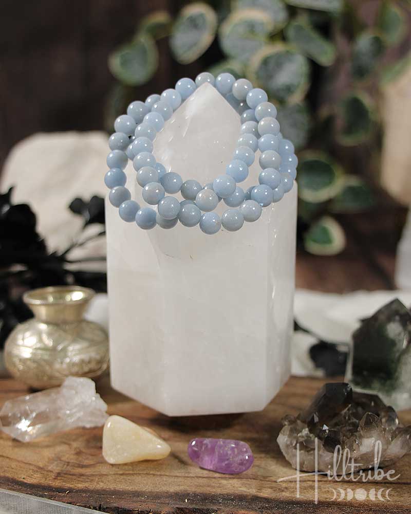 Angelite Gemstone Power Bracelet 8mm from Hilltribe Ontario