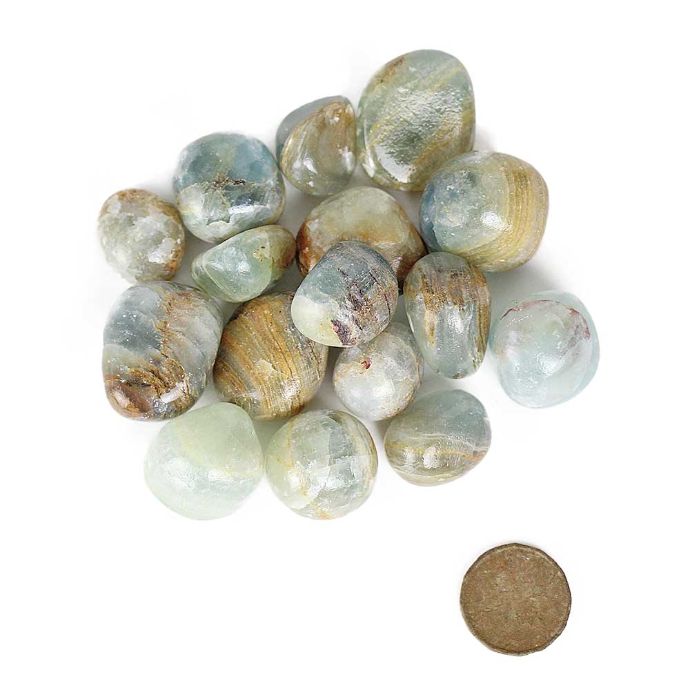 Aquatine Blue Calcite (Blue Onyx) Tumbled from Hilltribe Ontario