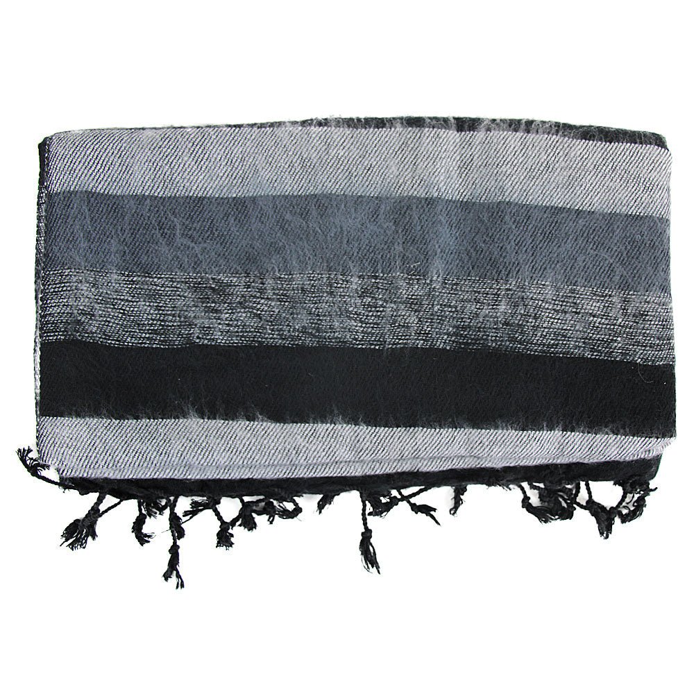 Black & Charcoal Striped Shanti Shawl/Blanket Scarf from Hilltribe Ontario
