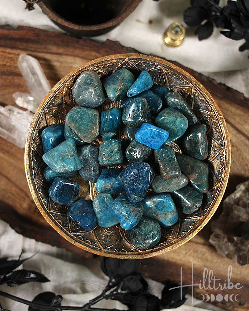Blue Apatite Tumbled from Hilltribe Ontario