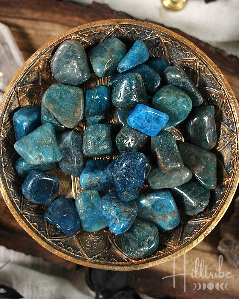 Blue Apatite Tumbled from Hilltribe Ontario