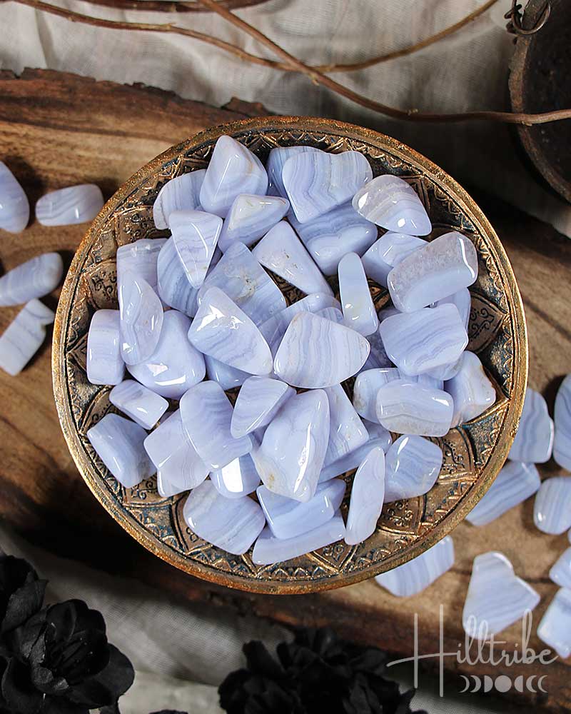 Blue Lace Agate Tumbled from Hilltribe Ontario