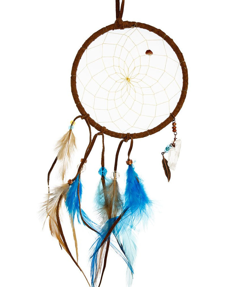 Brown & Turquoise Dream Catcher With Crystals 4" from Hilltribe Ontario
