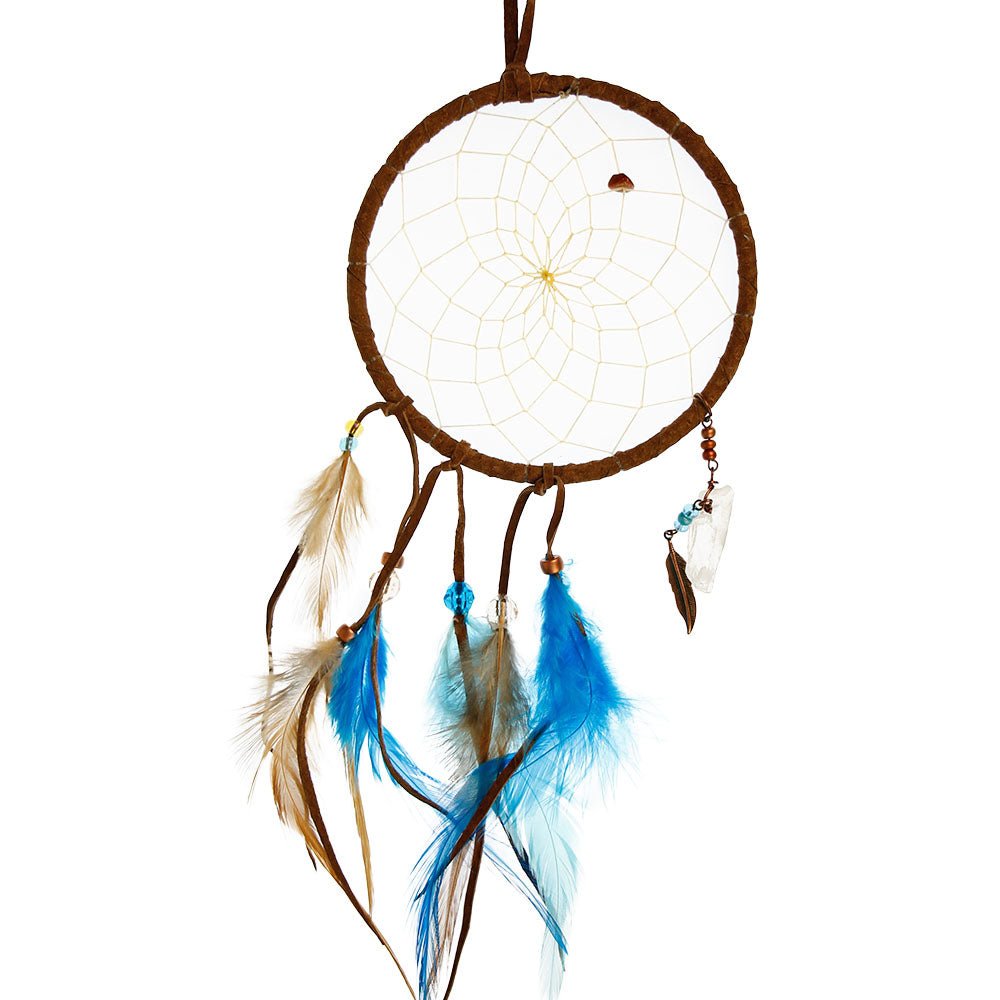 Brown & Turquoise Dream Catcher With Crystals 4" from Hilltribe Ontario