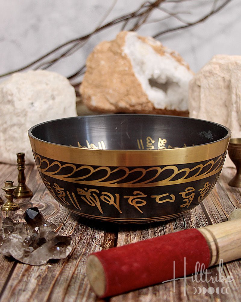 Buddha Etched Singing Bowl from Hilltribe Ontario