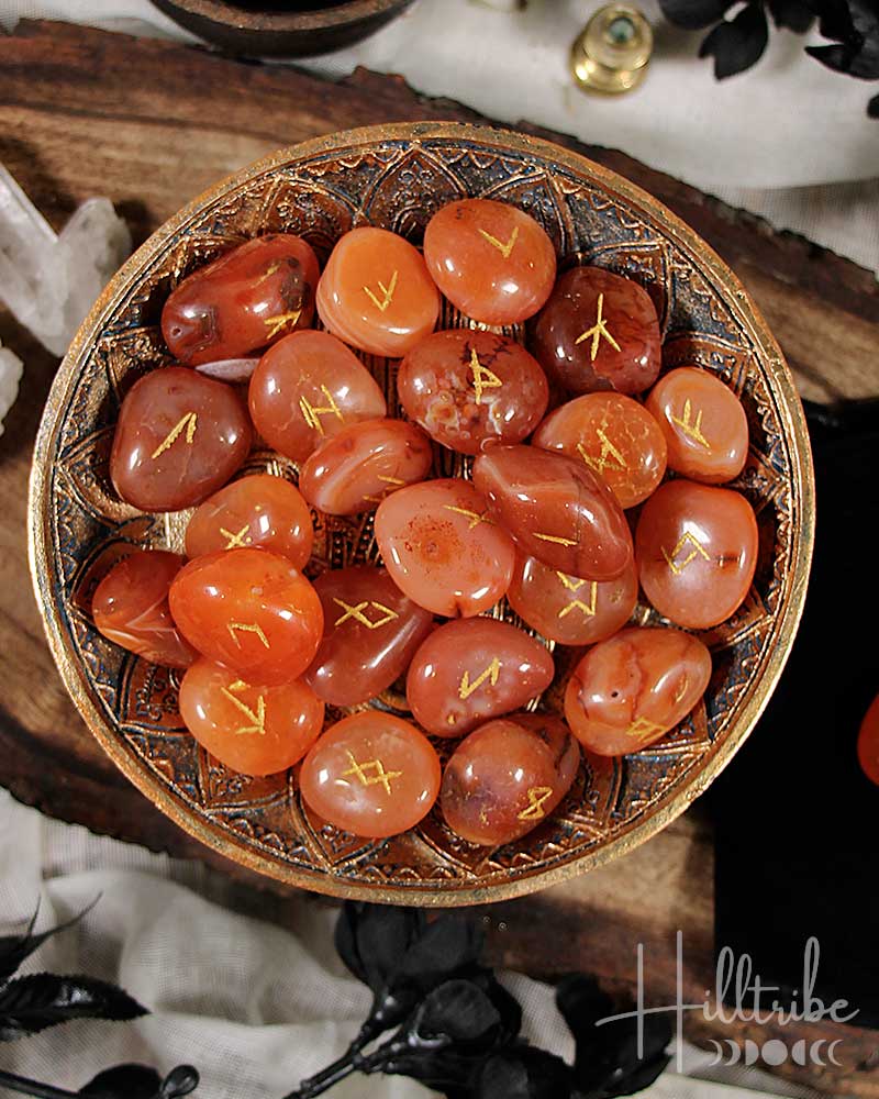 Carnelian Crystal Rune Set from Hilltribe Ontario