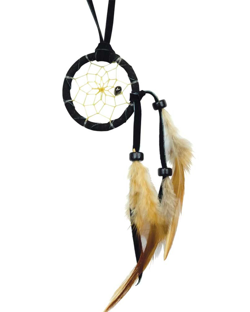Black Leather Cascade Dream Catcher 1.5" from Hilltribe Ontario