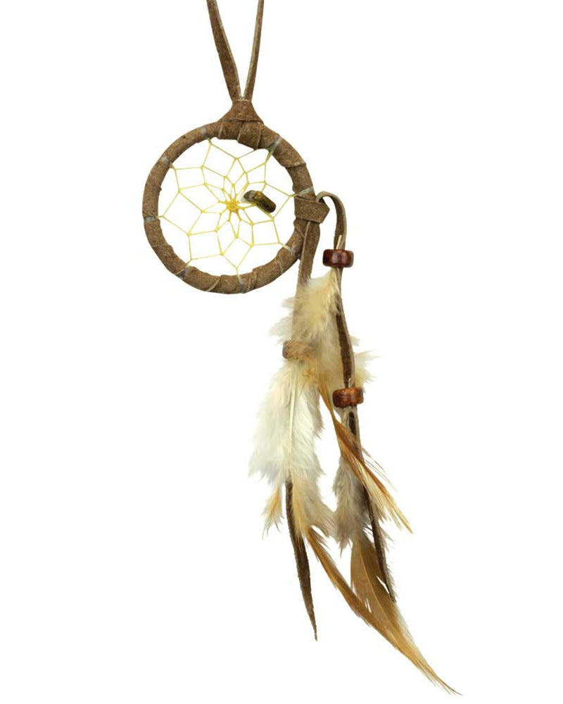 Brown Leather Cascade Dream Catcher 1.5" from Hilltribe Ontario