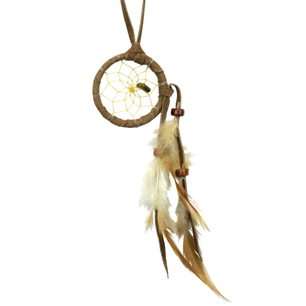 Brown Leather Cascade Dream Catcher 1.5" from Hilltribe Ontario
