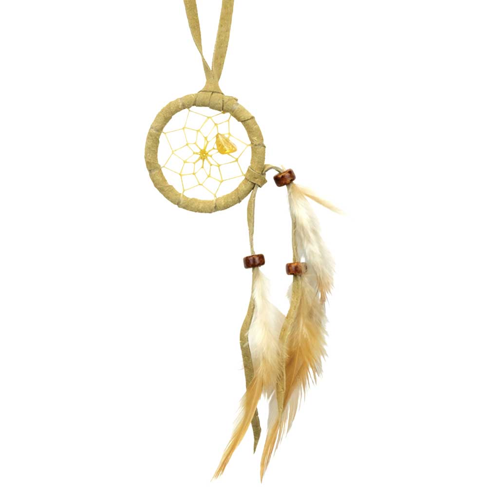 Tan Leather Cascade Dream Catcher 1.5" from Hilltribe Ontario