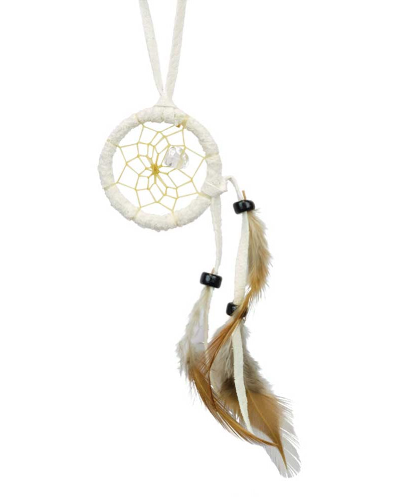 White Leather Cascade Dream Catcher 1.5" from Hilltribe Ontario