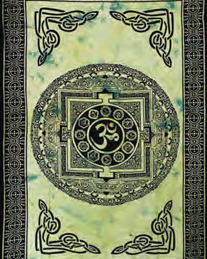 Celtic Knot Work & AUM Cotton Tapestry from Hilltribe Ontario