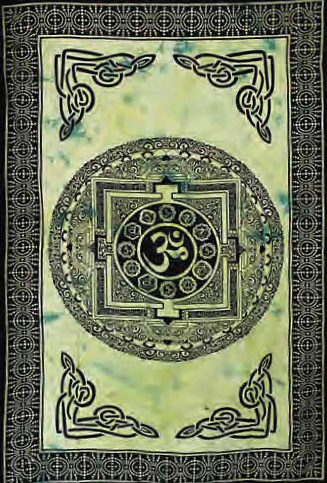Celtic Knot Work & AUM Cotton Tapestry from Hilltribe Ontario