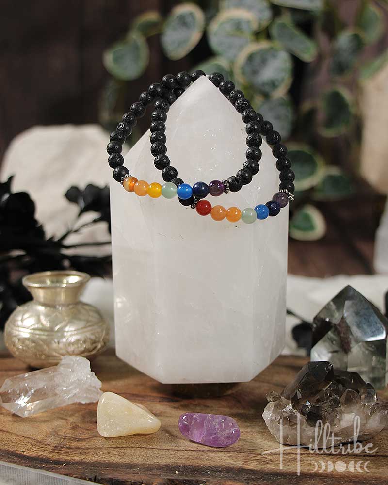 Chakra + Lava Stone Aromatherapy Power Bracelet from Hilltribe Ontario