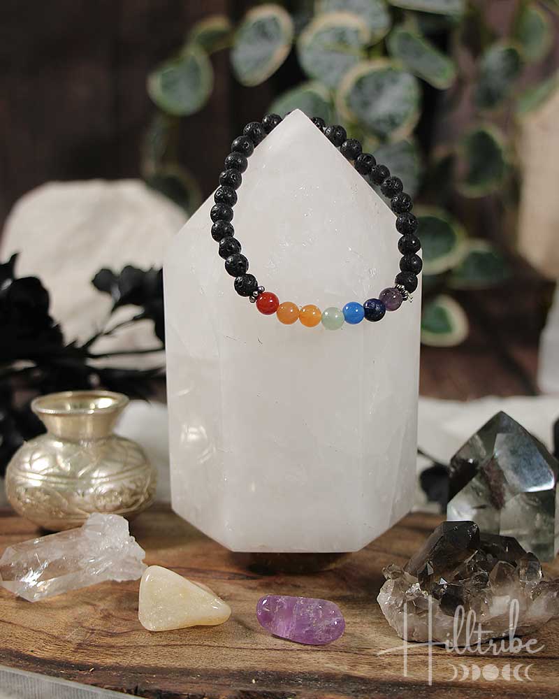 Chakra + Lava Stone Aromatherapy Power Bracelet from Hilltribe Ontario