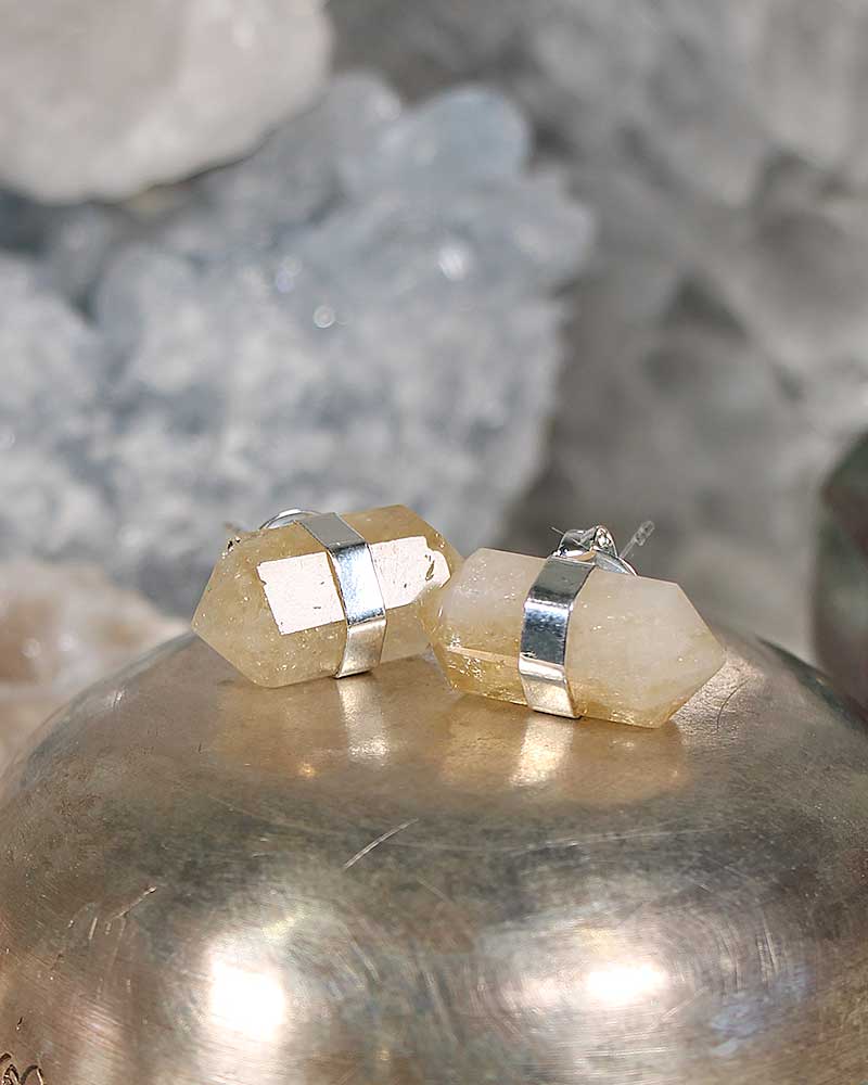 Citrine Double Terminated Stud Earring from Hilltribe Ontario