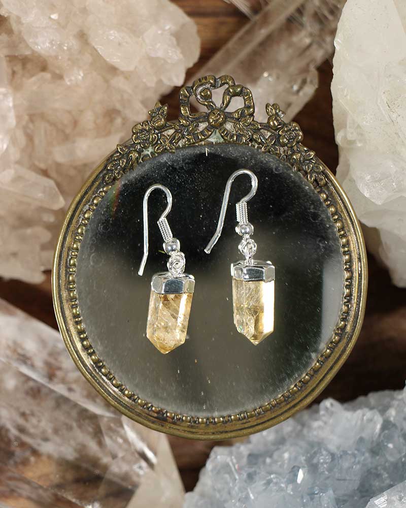 Citrine Faceted Point Earrings from Hilltribe Ontario