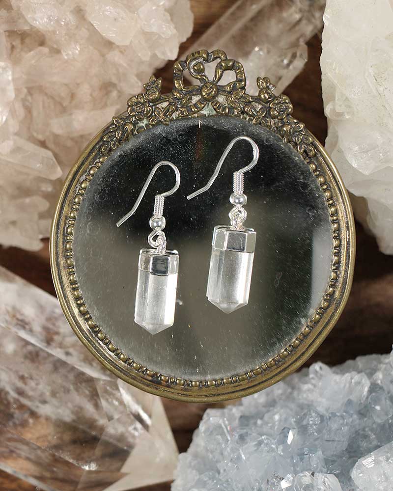 Clear Quartz Faceted Polished Earrings from Hilltribe Ontario