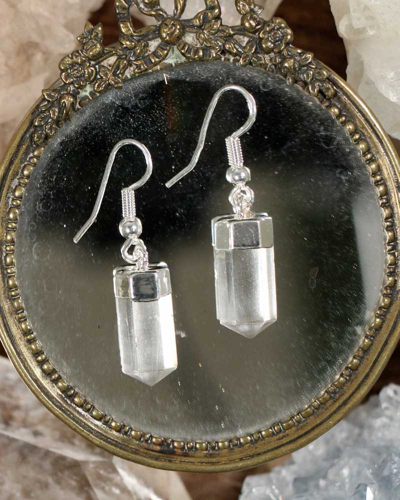 Clear Quartz Faceted Polished Earrings from Hilltribe Ontario