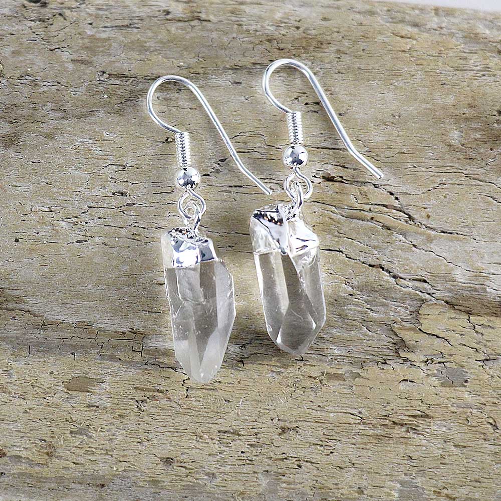Clear Quartz Point Earrings from Hilltribe Ontario