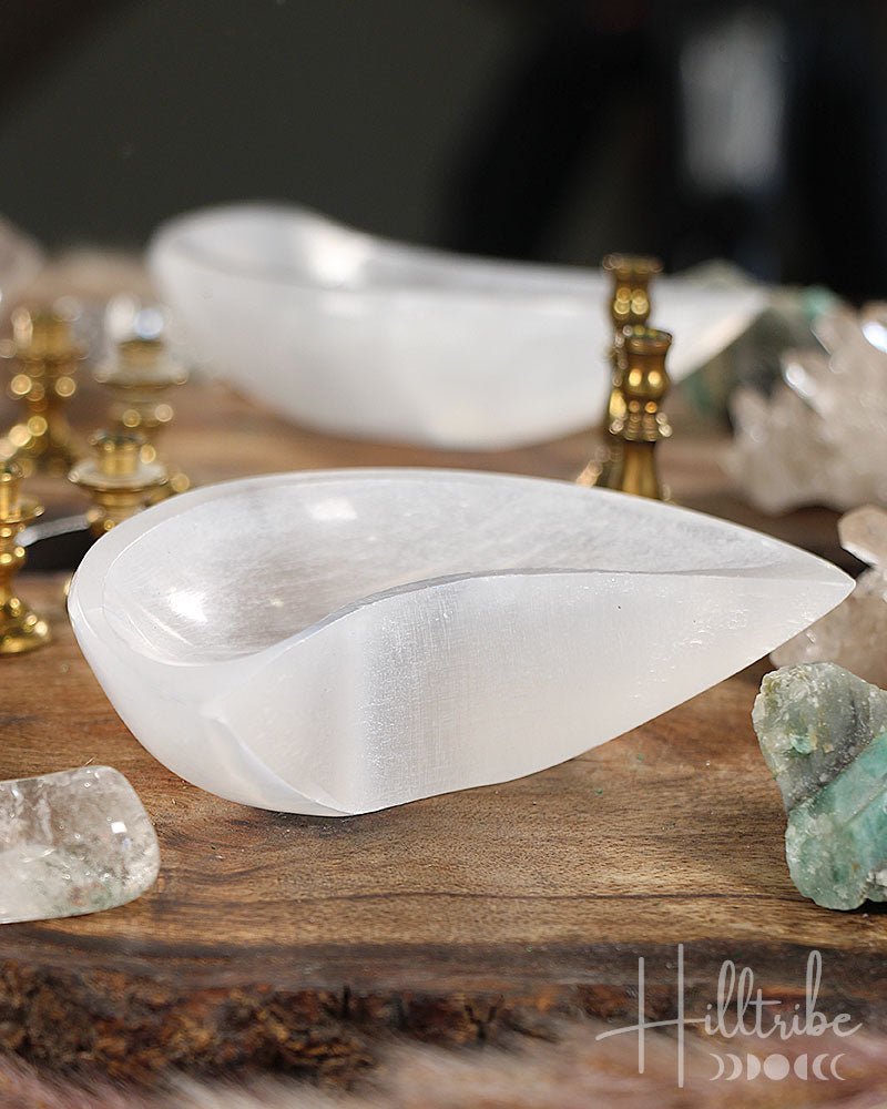Crescent Moon Selenite Charging Bowl from Hilltribe Ontario