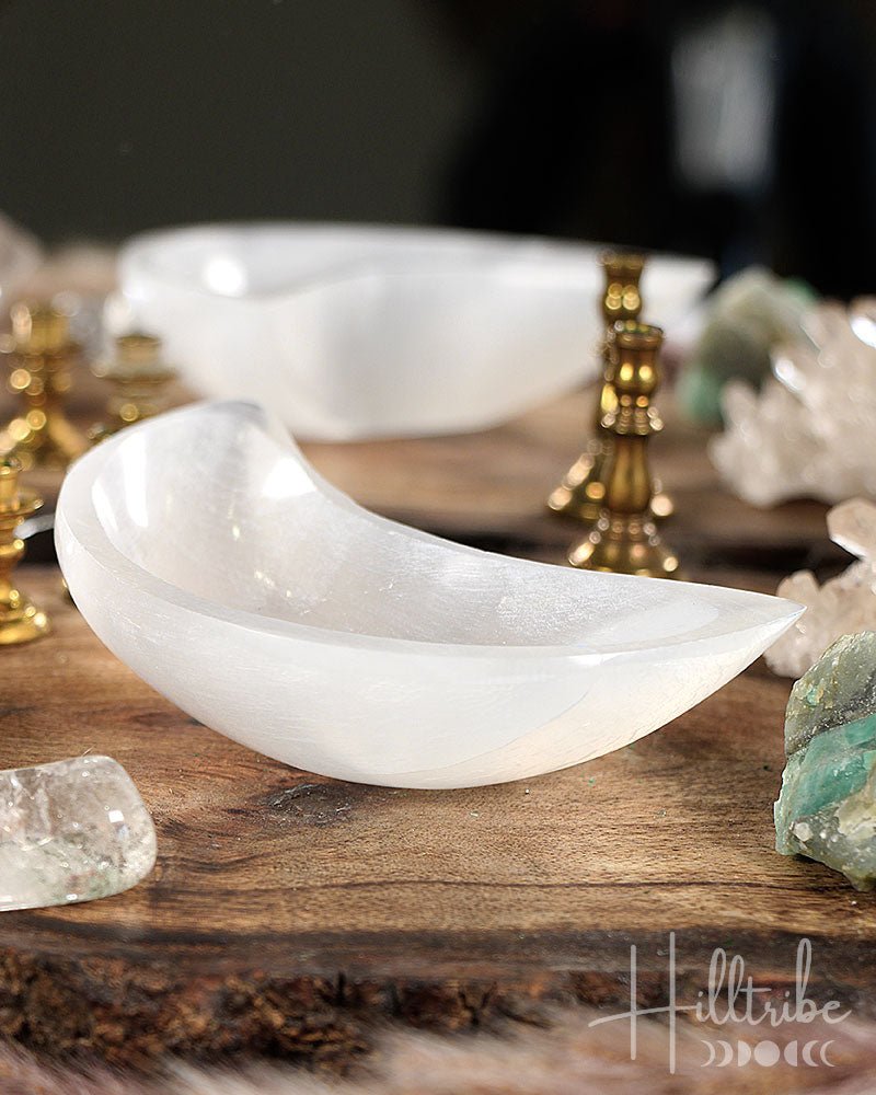 Crescent Moon Selenite Charging Bowl from Hilltribe Ontario