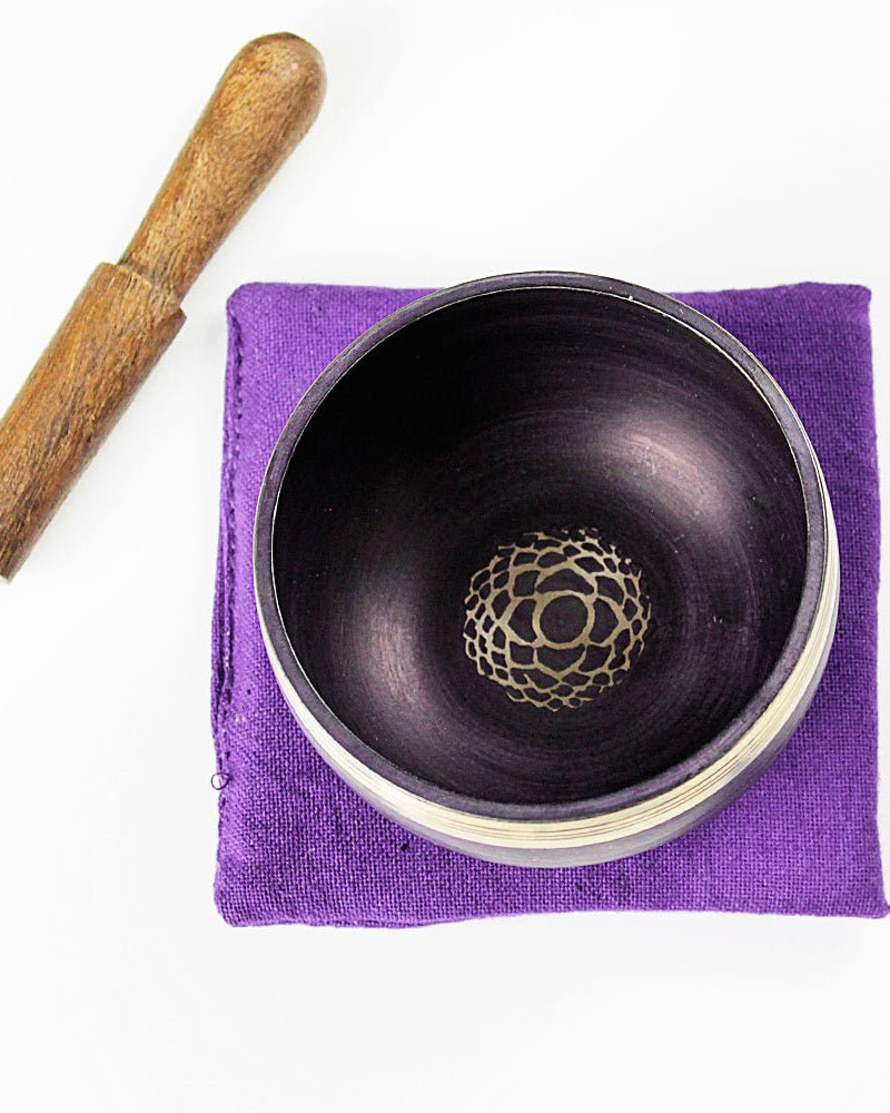 Crown Chakra (Purple) Singing Bowl Gift Set Small from Hilltribe Ontario