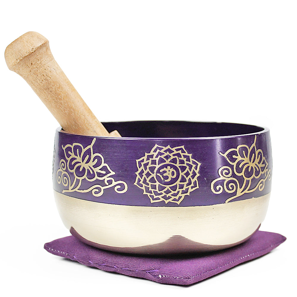 Crown Chakra (Purple) Singing Bowl Gift Set Medium from Hilltribe Ontario