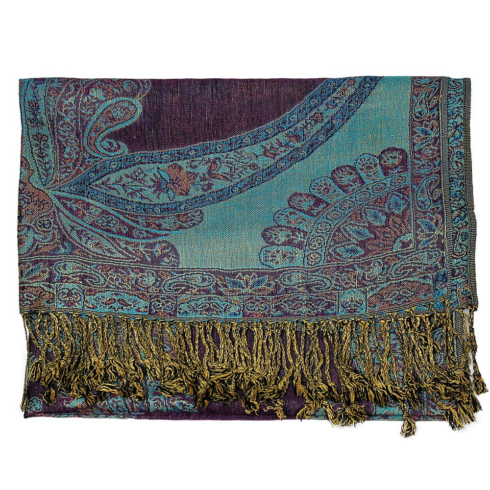 Deep Purple Paisley Print Pashmina from Hilltribe Ontario