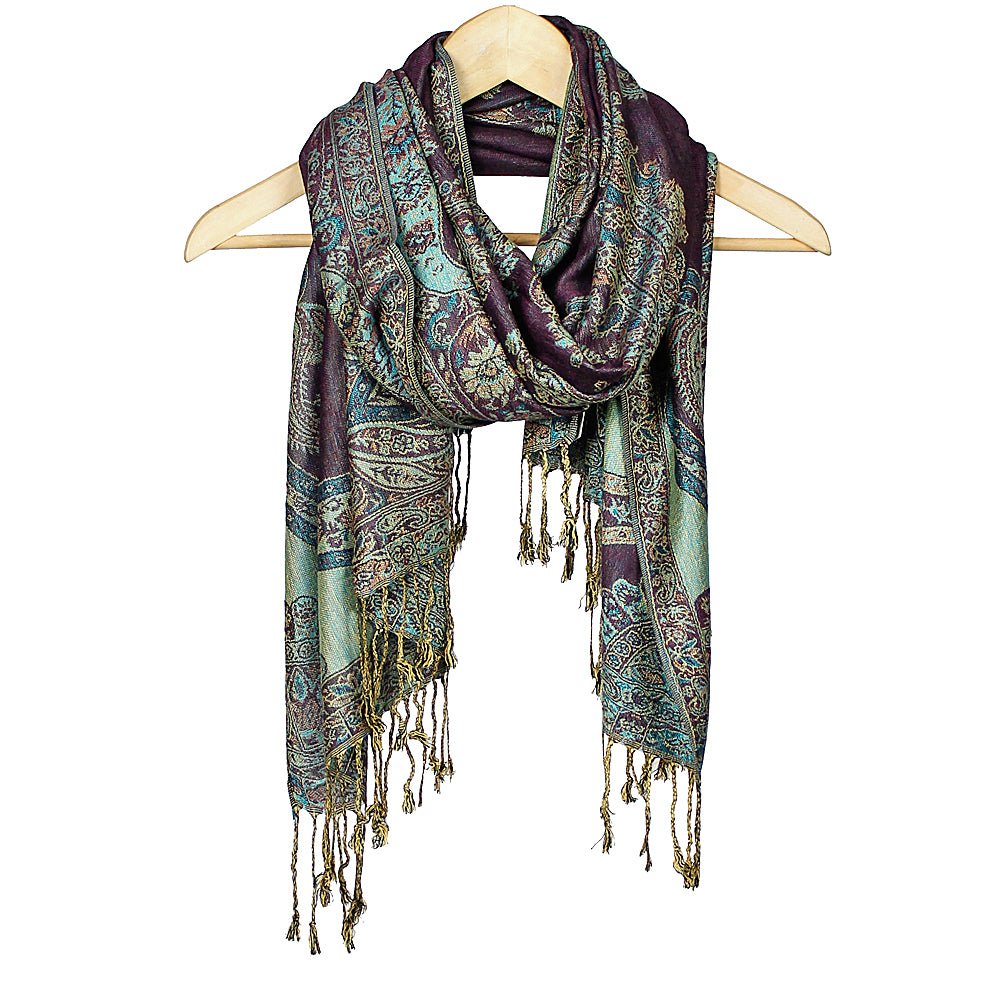 Deep Purple Paisley Print Pashmina from Hilltribe Ontario