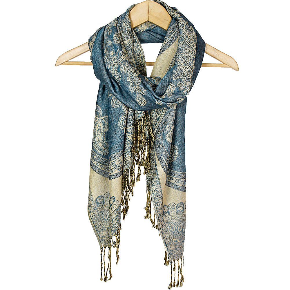 Denim Paisley Print Pashmina from Hilltribe Ontario