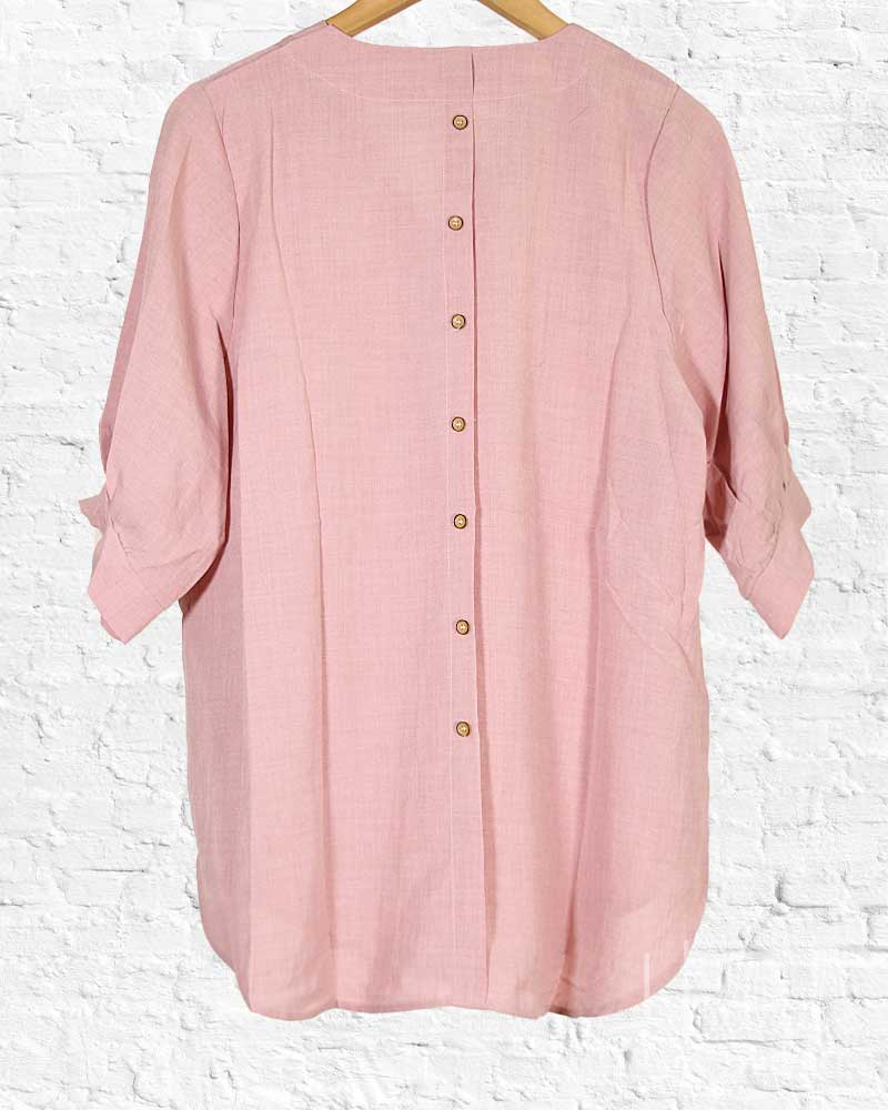 Dusty Rose Back Button Elena Blouse from Hilltribe Ontario