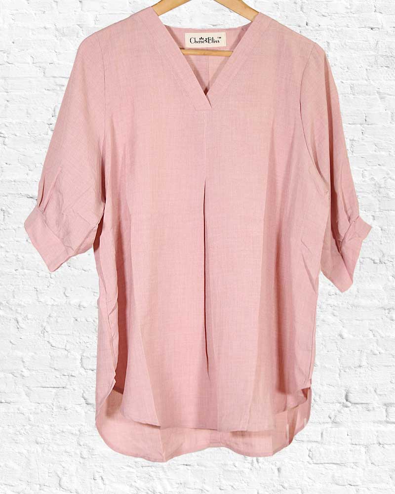 Dusty Rose Back Button Elena Blouse from Hilltribe Ontario