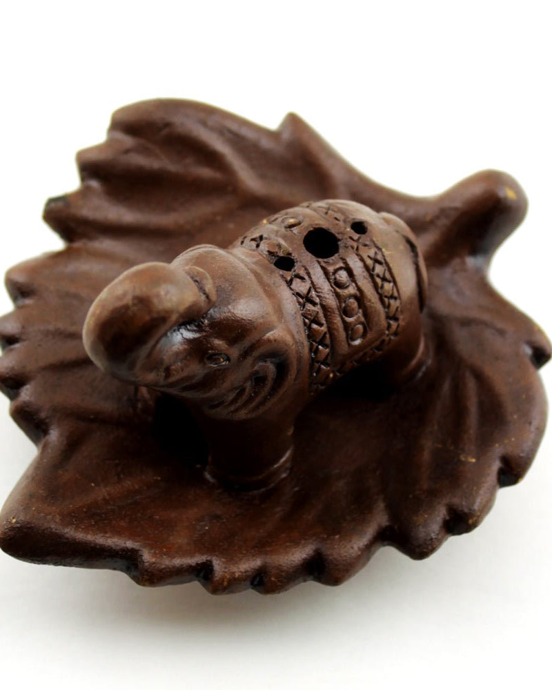 Elephant In Leaf Incense Holder from Hilltribe Ontario