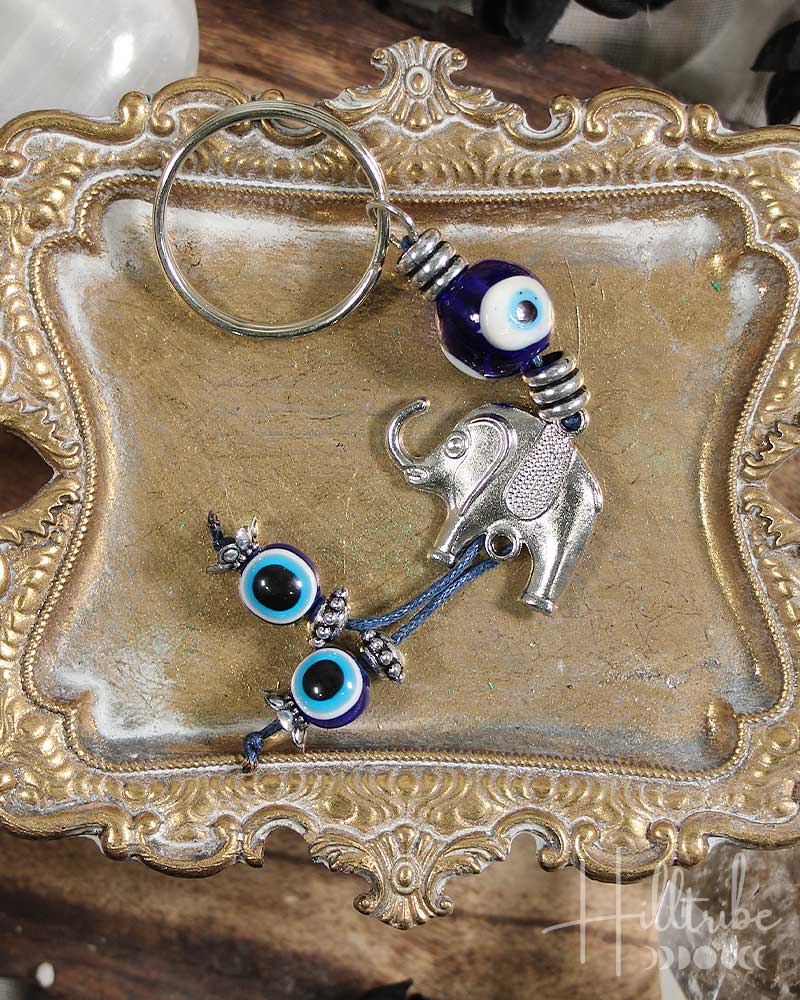 Evil Eye + Elephant Beaded Keychain from Hilltribe Ontario