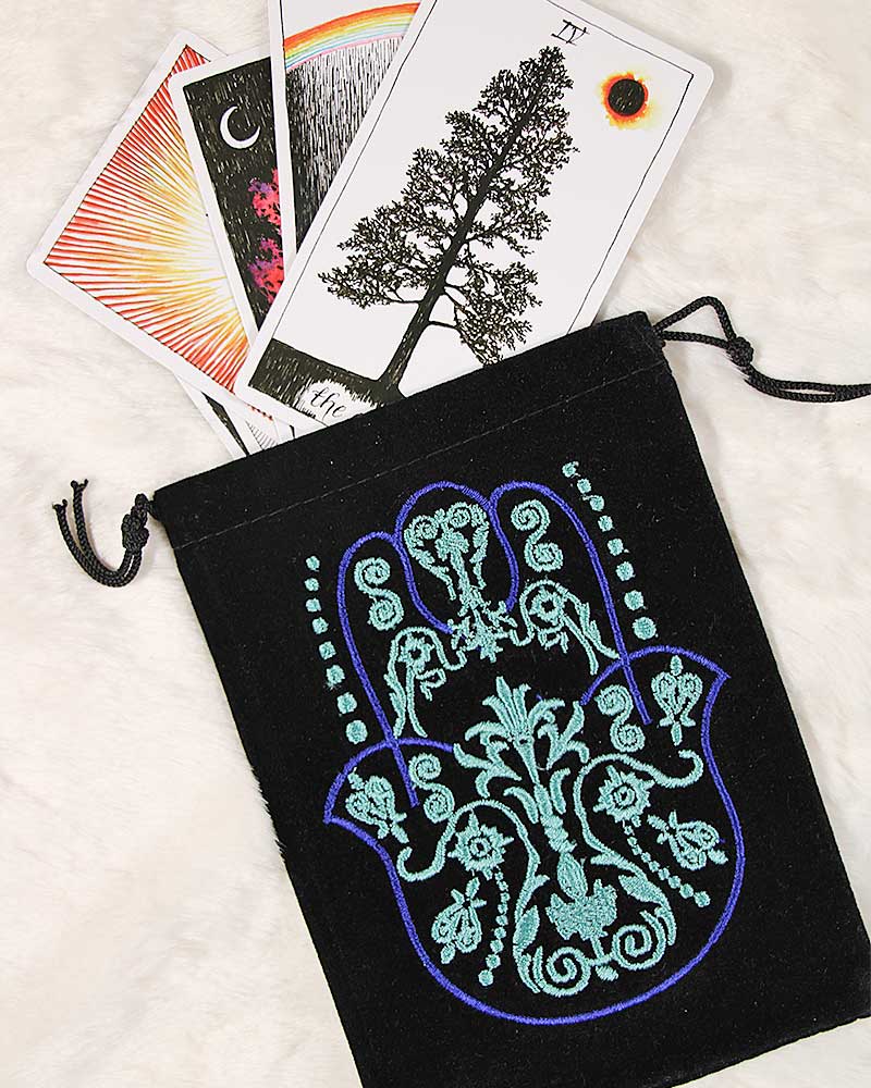 Fatima Hand Velvet Tarot/Oracle Bag from Hilltribe Ontario