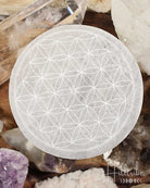 Flower of Life Round Selenite Incense Holder from Hilltribe Ontario