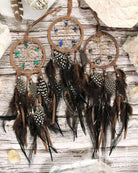 Gemstone & Brown Leather Dreamcatcher 2.5" from Hilltribe Ontario