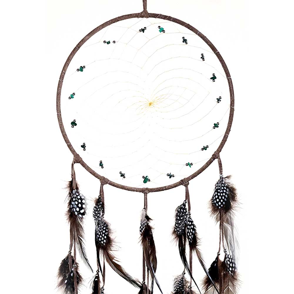 Gemstone & Brown Leather Dreamcatcher 9" from Hilltribe Ontario