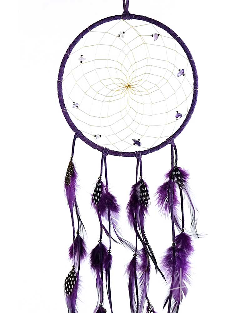 Gemstone Purple Leather Dreamcatcher 6" from Hilltribe Ontario