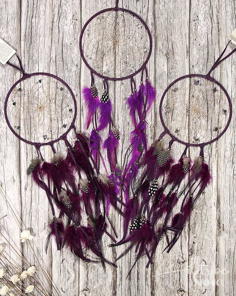 Gemstone Purple Leather Dreamcatcher 6" from Hilltribe Ontario