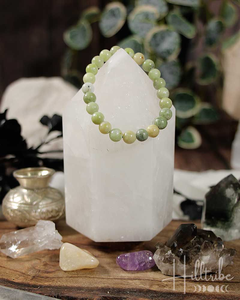 Green Jade Gemstone Power Bracelet 8mm from Hilltribe Ontario