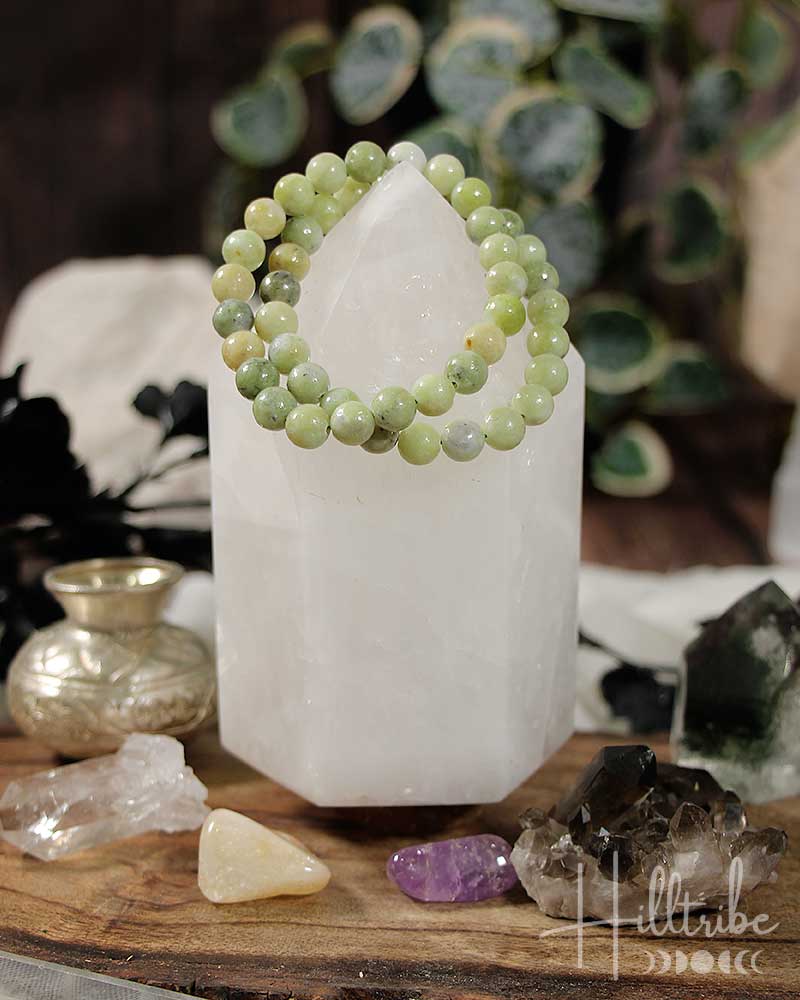 Green Jade Gemstone Power Bracelet 8mm from Hilltribe Ontario