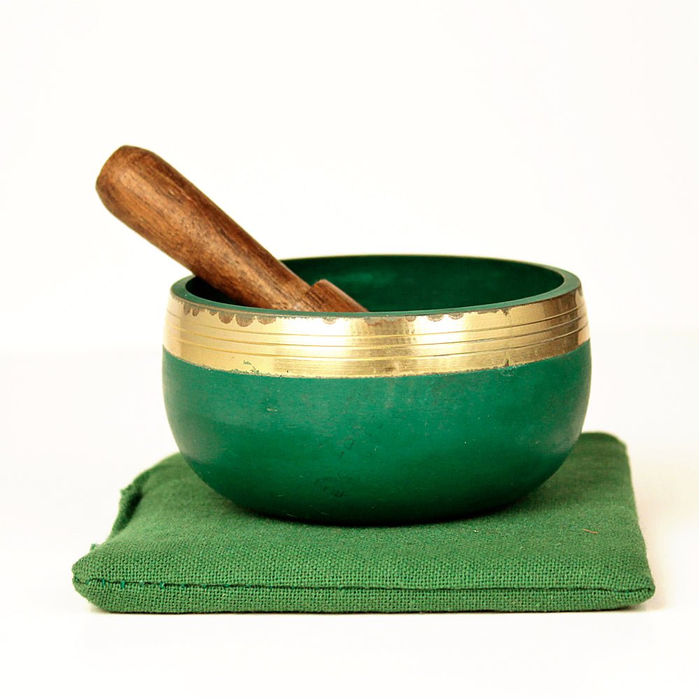 Heart Chakra (Green) Singing Bowl Gift Set Small from Hilltribe Ontario