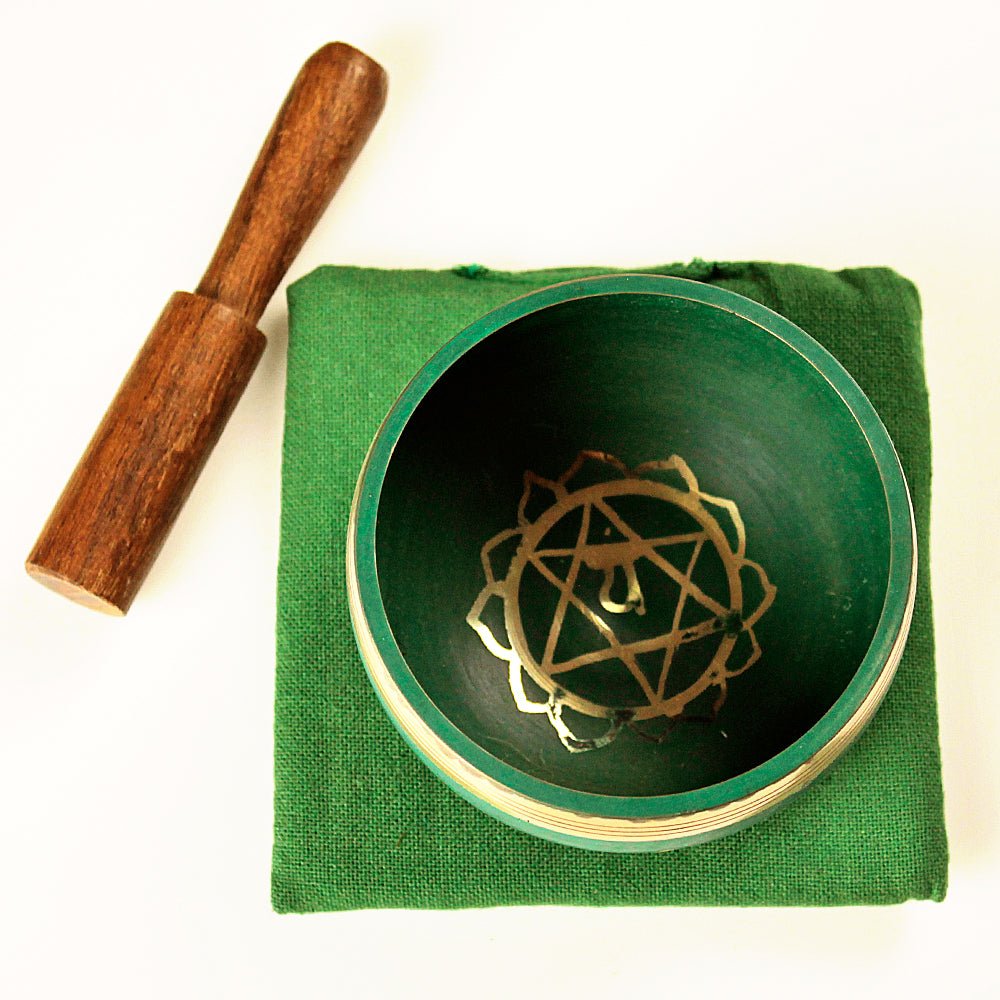 Heart Chakra (Green) Singing Bowl Gift Set Small from Hilltribe Ontario