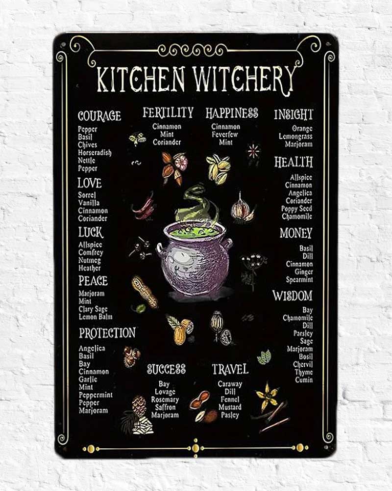 Kitchen Witchery Black Wall Plaque from Hilltribe Ontario