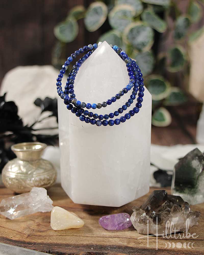 Lapis Lazuli Gemstone Power Bracelet 4mm from Hilltribe Ontario