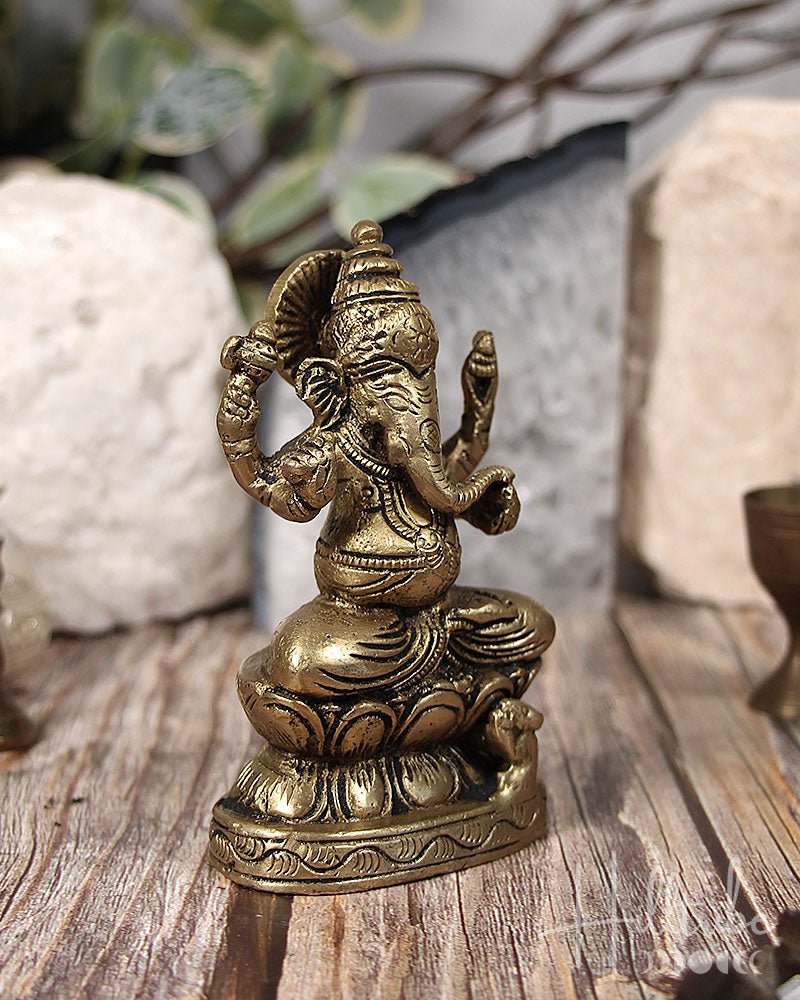 Lord Ganesh Brass Murti 4" from Hilltribe Ontario